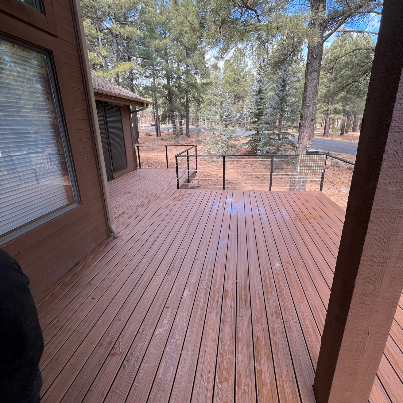 Covered Deck with Horizontal Railings